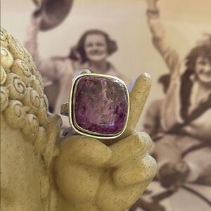 Sterling Silver Purple Stichtite Statement Ring - Women Jewelry